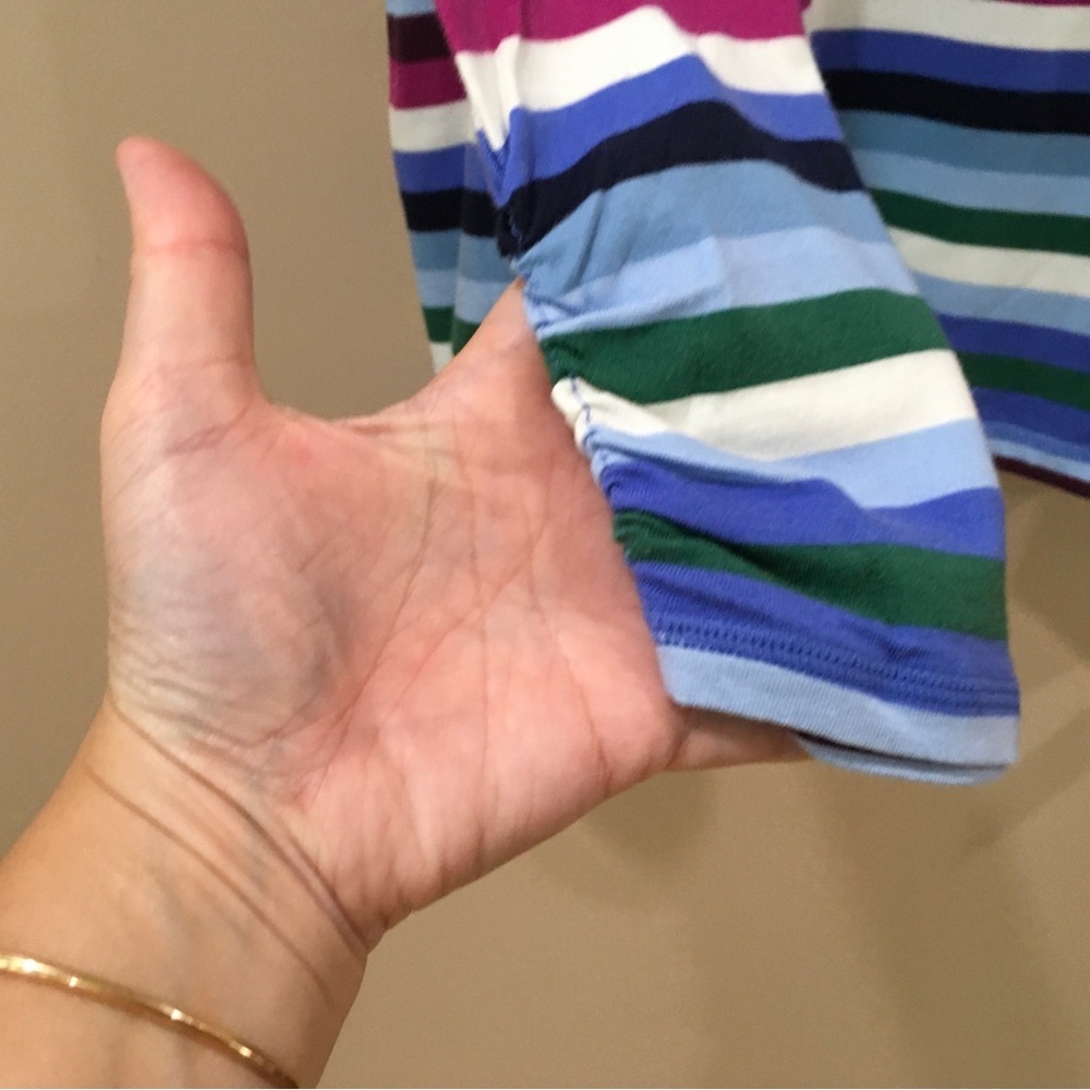 T Talbots Top Tee Woman Plus 3X Striped Blue Long Sleeve Stretch  Active New - Picture 5 of 6